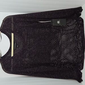 (New) Rock & Republic Purple/Black Mesh Long Sleeve Top Size L